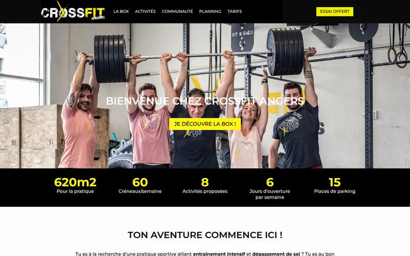 Capture d'écran du site CrossFit Angers