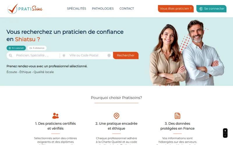Capture d'écran du site Pratisoins